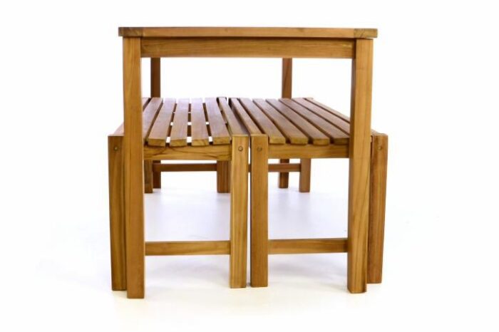 Divero 40819 Zahradní set lavic a stolu -  ošetřené týkové dřevo - 150 cm - Image 2