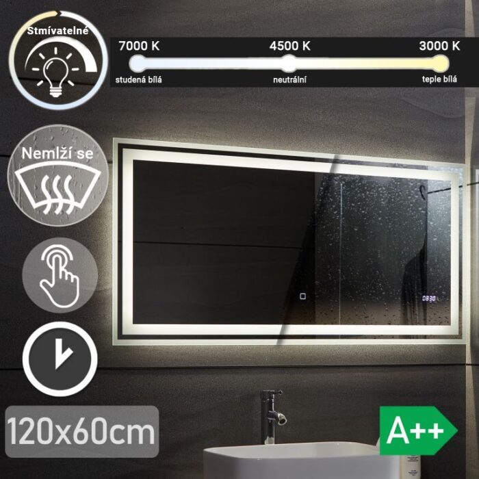 Aquamarin Koupelnové zrcadlo s LED osvětlením, 120 x 60 cm 80791 - Image 2