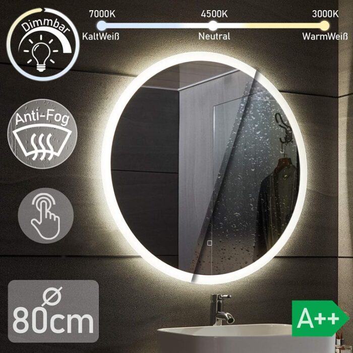 Aquamarin Koupelnové LED zrcadlo kulaté, 80 cm 86957 - Image 2