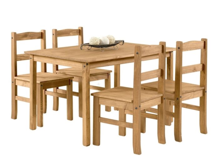 Jídelní set PIMBOW stůl 100x80 cm + 4 židle, masiv borovice