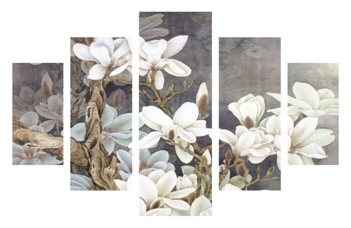 5dílný obraz KVĚTY - moderní nástěnná dekorace z MDF, 92 x 56 cm DOPRODEJ