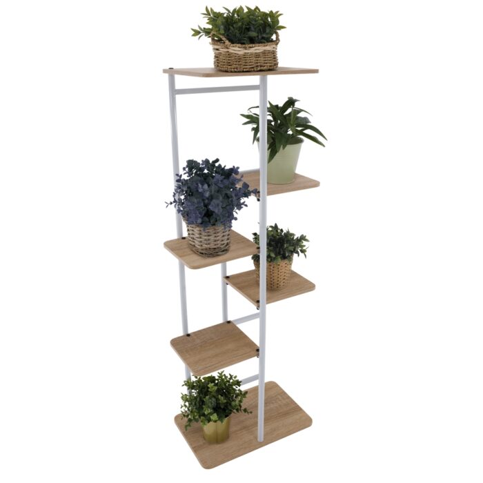 Stojan na květiny PEPEROMIA 2, bílá/dub sonoma